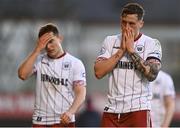 3 April 2021; Rob Cornwall of Bohemians, right, and Anto Breslin following their side's defeat in the SSE Airtricity League Premier Division match between Bohemians and St Patrick's Athletic at Dalymount Park in Dublin. Photo by Harry Murphy/Sportsfile