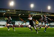 3 April 2021; Kieran Marmion of Connacht on his way to scoring his side's first try during the European Rugby Challenge Cup Round of 16 match between Leicester Tigers and Connacht at Welford Road in Leicester, England. Photo by Matt Impey/Sportsfile