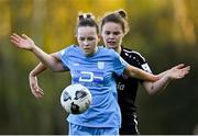 3 April 2021; Kerri Letmon of DLR Waves in action against Ciara Rossiter of Wexford Youths during the SSE Airtricity Women's National League match between DLR Waves and Wexford Youths at UCD Bowl in Belfield, Dublin. Photo by Piaras Ó Mídheach/Sportsfile