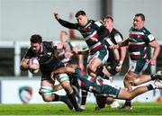 3 April 2021; Paul Boyle of Connacht is tackled by Zack Henry of Leicester Tigers during the European Rugby Challenge Cup Round of 16 match between Leicester Tigers and Connacht at Welford Road in Leicester, England. Photo by Matt Impey/Sportsfile