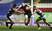 3 April 2021; Sean O’Brien of Connacht is tackled by Cameron Henderson, left, and Zack Henry of Leicester Tigers during the European Rugby Challenge Cup Round of 16 match between Leicester Tigers and Connacht at Welford Road in Leicester, England. Photo by Matt Impey/Sportsfile