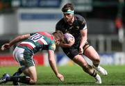 3 April 2021; Tom Daly of Connacht is tackled by Johnny McPhillips of Leicester Tigers during the European Rugby Challenge Cup Round of 16 match between Leicester Tigers and Connacht at Welford Road in Leicester, England. Photo by Matt Impey/Sportsfile