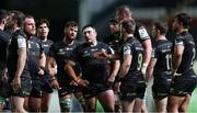 3 April 2021; Connacht players huddle after conceding a try during the European Rugby Challenge Cup Round of 16 match between Leicester Tigers and Connacht at Welford Road in Leicester, England. Photo by Matt Impey/Sportsfile