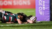 3 April 2021; Alex Wootton of Connacht scores his side's third try during the European Rugby Challenge Cup Round of 16 match between Leicester Tigers and Connacht at Welford Road in Leicester, England. Photo by Matt Impey/Sportsfile