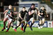 3 April 2021; Paul Boyle of Connacht makes a break on the way to scoring his side's fourth try during the European Rugby Challenge Cup Round of 16 match between Leicester Tigers and Connacht at Welford Road in Leicester, England. Photo by Matt Impey/Sportsfile