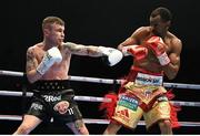 3 April 2021; Carl Frampton, left, and Jamel Herring during the WBO World Super Featherweight title bout between Carl Frampton and Jamel Herring at Caesars Palace in Dubai, United Arab Emirates. Photo by Top Rank via Sportsfile