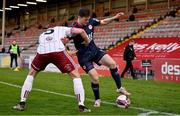 3 April 2021; Jay McClelland of St Patrick's Athletic in action against Rob Cornwall of Bohemians during the SSE Airtricity League Premier Division match between Bohemians and St Patrick's Athletic at Dalymount Park in Dublin. Photo by Seb Daly/Sportsfile