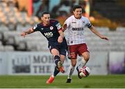 3 April 2021; Ronan Coughlan of St Patrick's Athletic in action against Keith Buckley of Bohemians during the SSE Airtricity League Premier Division match between Bohemians and St Patrick's Athletic at Dalymount Park in Dublin. Photo by Seb Daly/Sportsfile