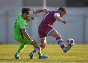 3 April 2021; Gary Deegan of Drogheda United and Will Seymore of Finn Harps during the SSE Airtricity League Premier Division match between Drogheda United and Finn Harps at Head in the Game Park in Drogheda, Louth. Photo by Ben McShane/Sportsfile