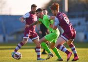 3 April 2021; Adam Foley of Finn Harps and Hugh Douglas of Drogheda United during the SSE Airtricity League Premier Division match between Drogheda United and Finn Harps at Head in the Game Park in Drogheda, Louth. Photo by Ben McShane/Sportsfile