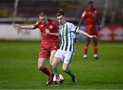 2 April 2021; Brandon Kavanagh of Bray Wanderers in action against Sean Quinn of Shelbourne during the SSE Airtricity League First Division match between Shelbourne and Bray Wanderers at Tolka Park in Dublin. Photo by Piaras Ó Mídheach/Sportsfile