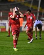 2 April 2021; Michael O'Connor of Shelbourne reacts after conceding a free during the SSE Airtricity League First Division match between Shelbourne and Bray Wanderers at Tolka Park in Dublin. Photo by Piaras Ó Mídheach/Sportsfile