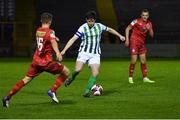 2 April 2021; Anthony Barry of Bray Wanderers in action against John Ross Wilson of Shelbourne during the SSE Airtricity League First Division match between Shelbourne and Bray Wanderers at Tolka Park in Dublin. Photo by Piaras Ó Mídheach/Sportsfile