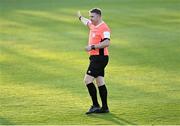 3 April 2021; Referee Mark Houlihan during the SSE Airtricity Women's National League match between DLR Waves and Wexford Youths at UCD Bowl in Belfield, Dublin. Photo by Piaras Ó Mídheach/Sportsfile