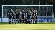 3 April 2021; Wexford Youths captain Kylie Murphy speaks to her teammates in a break in play during the SSE Airtricity Women's National League match between DLR Waves and Wexford Youths at UCD Bowl in Belfield, Dublin. Photo by Piaras Ó Mídheach/Sportsfile