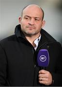 4 April 2021; Former Ulster captain Rory Best, in his role as analyst for BT Sport, before the European Rugby Challenge Cup Round of 16 match between Harlequins and Ulster at The Twickenham Stoop in London, England. Photo by Matt Impey/Sportsfile
