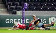 4 April 2021; Michael Lowry of Ulster scores his side's fourth try during the European Rugby Challenge Cup Round of 16 match between Harlequins and Ulster at The Twickenham Stoop in London, England. Photo by Matt Impey/Sportsfile