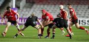 4 April 2021; Eric O'Sullivan of Ulster in action against Hugh Tizard and George Hammond of Harlequins during the European Rugby Challenge Cup Round of 16 match between Harlequins and Ulster at The Twickenham Stoop in London, England. Photo by Matt Impey/Sportsfile