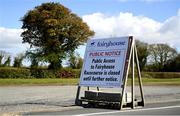 5 April 2021; Signage showing racing is closed behind closed doors is seen prior to racing on day three of the Fairyhouse Easter Festival at the Fairyhouse Racecourse in Ratoath, Meath. Photo by Harry Murphy/Sportsfile