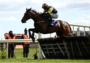 5 April 2021; Shanroe, with Donagh Meyler up, jumps the last on their way to winning the Farmhouse Foods Novice Handicap Hurdle during day three of the Fairyhouse Easter Festival at the Fairyhouse Racecourse in Ratoath, Meath. Photo by Harry Murphy/Sportsfile