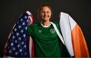 5 April 2021; Republic of Ireland's Kyra Carusa poses for a portrait at the Castleknock Hotel in Dublin. Photo by David Fitzgerald/Sportsfile