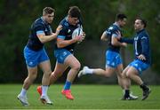 5 April 2021; Jordan Larmour, left, and Dan Sheehan during Leinster Rugby squad training at UCD in Dublin. Photo by Ramsey Cardy/Sportsfile