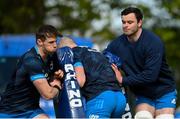 5 April 2021; Ryan Baird, left, and James Ryan during Leinster Rugby squad training at UCD in Dublin. Photo by Ramsey Cardy/Sportsfile