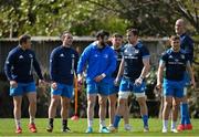 5 April 2021; Leinster players, from left, Seán Cronin, James Lowe, Robbie Henshaw, Hugo Keenan, Jack Conan, Jordan Larmour and Devin Toner during Leinster Rugby squad training at UCD in Dublin. Photo by Ramsey Cardy/Sportsfile