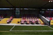 3 April 2021; A view of the new dugout area before the SSE Airtricity Women's National League match between Cork City and Shelbourne at Turners Cross in Cork. Photo by Eóin Noonan/Sportsfile