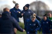 5 April 2021; Diane Caldwell, left, and manager Vera Pauw during a Republic of Ireland WNT training session at FAI National Training Centre in Dublin. Photo by David Fitzgerald/Sportsfile