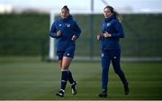 5 April 2021; Rianna Jarrett, left, and Megan Connolly during a Republic of Ireland WNT training session at FAI National Training Centre in Dublin. Photo by David Fitzgerald/Sportsfile