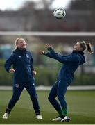 5 April 2021; Hayley Nolan, right, and Amber Barrett during a Republic of Ireland WNT training session at FAI National Training Centre in Dublin. Photo by David Fitzgerald/Sportsfile