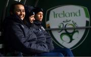 5 April 2021; Niamh Farrelly, left, during a Republic of Ireland WNT training session at FAI National Training Centre in Dublin. Photo by David Fitzgerald/Sportsfile