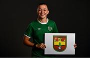 6 April 2021; Katie McCabe shows support for her local club, Kilnamanagh A.F.C, as part of the roll-out of the UEFA C Coaching Licence for Grassroots clubs during a Republic of Ireland WNT features session at Castleknock Hotel in Dublin. Photo by David Fitzgerald/Sportsfile