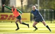 5 April 2021; Louise Quinn, right, and Aine O'Gorman during a Republic of Ireland WNT training session at FAI National Training Centre in Dublin. Photo by David Fitzgerald/Sportsfile