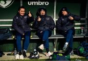 5 April 2021; From left, Niamh Farrelly, Grace Moloney and Ruesha Littlejohn during a Republic of Ireland WNT training session at FAI National Training Centre in Dublin. Photo by David Fitzgerald/Sportsfile