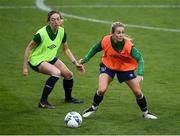 7 April 2021; Lilly Agg, right, and Megan Connolly during a Republic of Ireland training session at Tallaght Stadium in Dublin. Photo by Stephen McCarthy/Sportsfile