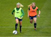 7 April 2021; Denise O'Sullivan, left, and Ellen Molloy during a Republic of Ireland training session at Tallaght Stadium in Dublin. Photo by Stephen McCarthy/Sportsfile