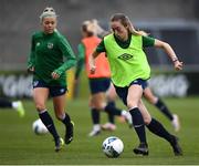 7 April 2021; Megan Connolly and Denise O'Sullivan, left, during a Republic of Ireland training session at Tallaght Stadium in Dublin. Photo by Stephen McCarthy/Sportsfile