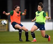 7 April 2021; Keeva Keenan, right, and Aine O'Gorman during a Republic of Ireland training session at Tallaght Stadium in Dublin. Photo by Stephen McCarthy/Sportsfile