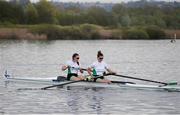 9 April 2021; Monika Dukarska, right, and Aileen Crowley of Ireland during the Women’s Pair heat event during day one of the 2021 European Rowing Championships in Varese, Italy. Photo by Roberto Bregani/Sportsfile