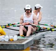 9 April 2021; Ronan Byrne, left, and Philip Doyle of Ireland before their heat of the Men's Double Sculls during Day 1 of the European Rowing Championships 2021 at Varese in Italy. Photo by Roberto Bregani/Sportsfile