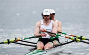 9 April 2021; Ronan Byrne, left, and Philip Doyle of Ireland during their heat of the Men's Double Sculls during Day 1 of the European Rowing Championships 2021 at Varese in Italy. Photo by Roberto Bregani/Sportsfile