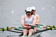 9 April 2021; Ronan Byrne, left, and Philip Doyle of Ireland ahead of their heat of the Men's Double Sculls during Day 1 of the European Rowing Championships 2021 at Varese in Italy. Photo by Roberto Bregani/Sportsfile