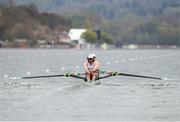 9 April 2021; Ronan Byrne, left, and Philip Doyle of Ireland compete in their heat of the Men's Double Sculls during Day 1 of the European Rowing Championships 2021 at Varese in Italy. Photo by Roberto Bregani/Sportsfile
