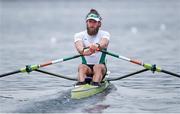 9 April 2021; Gary O’Donovan of Ireland competes in his heat of the Lightweight Men's Single Sculls during Day 1 of the European Rowing Championships 2021 at Varese in Italy. Photo by Roberto Bregani/Sportsfile