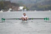 9 April 2021; Ireland rowers, from left, Emily Hegarty, Fiona Murtagh, Eimear Lambe and Aifric Keogh compete in their heat of the Women's Four during Day 1 of the European Rowing Championships 2021 at Varese in Italy. Photo by Roberto Bregani/Sportsfile