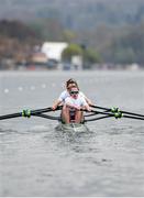 9 April 2021; Ireland rowers, from left, Emily Hegarty, Fiona Murtagh, Eimear Lambe and Aifric Keogh compete in their heat of the Women's Four during Day 1 of the European Rowing Championships 2021 at Varese in Italy. Photo by Roberto Bregani/Sportsfile