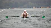 9 April 2021; Daire Lynch of Ireland competes in his heat of the Men's Single Sculls during Day 1 of the European Rowing Championships 2021 at Varese in Italy. Photo by Roberto Bregani/Sportsfile