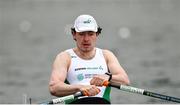 9 April 2021; Daire Lynch of Ireland competes in his heat of the Men's Single Sculls during Day 1 of the European Rowing Championships 2021 at Varese in Italy. Photo by Roberto Bregani/Sportsfile
